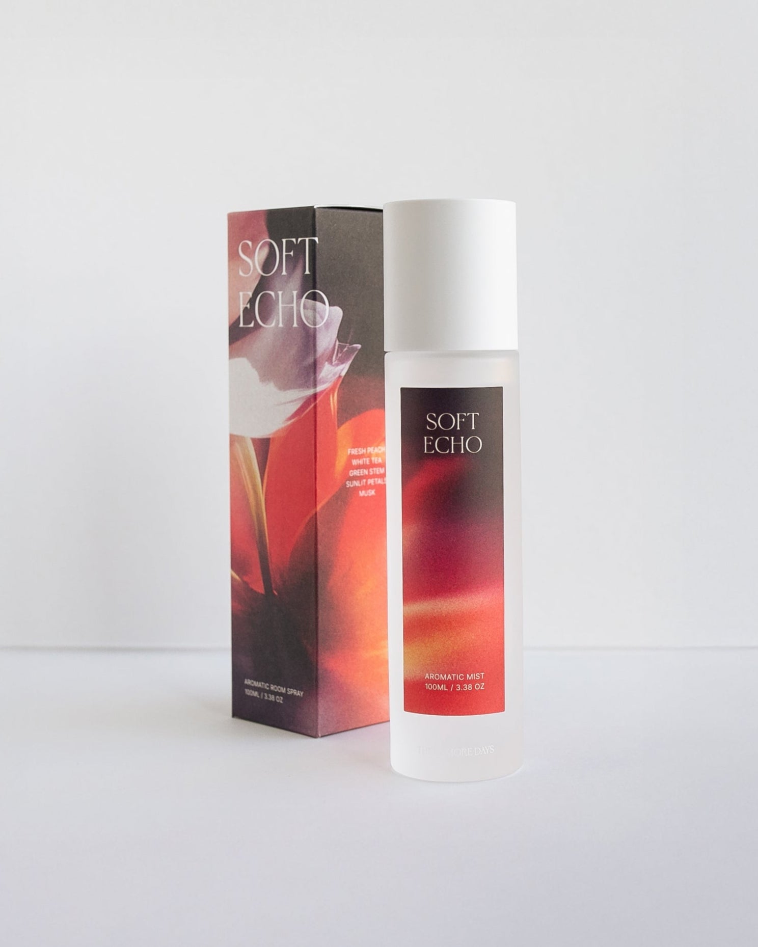 SOFT ECHO: Fresh Peach / White Tea / Sunlit Petals / Musk Ceramic ROOM SPRAY - Three More Days Collection