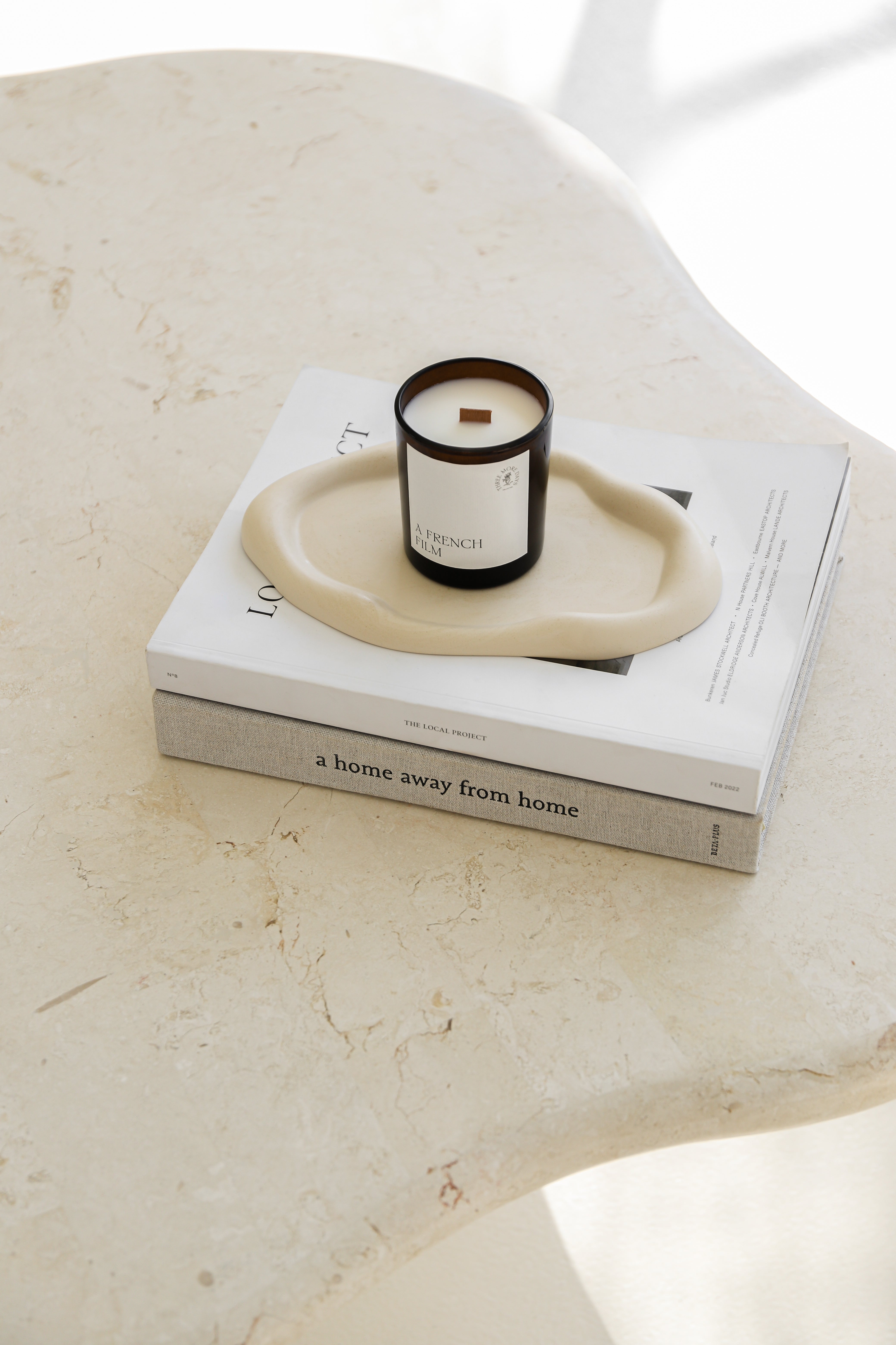 candle on a table