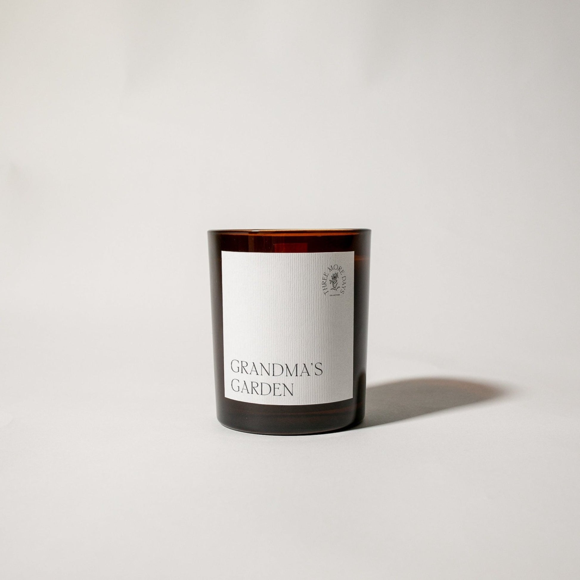 GRANDMA'S GARDEN: WHITE MUSK / BASIL / NEROLI / BERGAMOT AMBER CANDLE 200G - Three More Days Collection