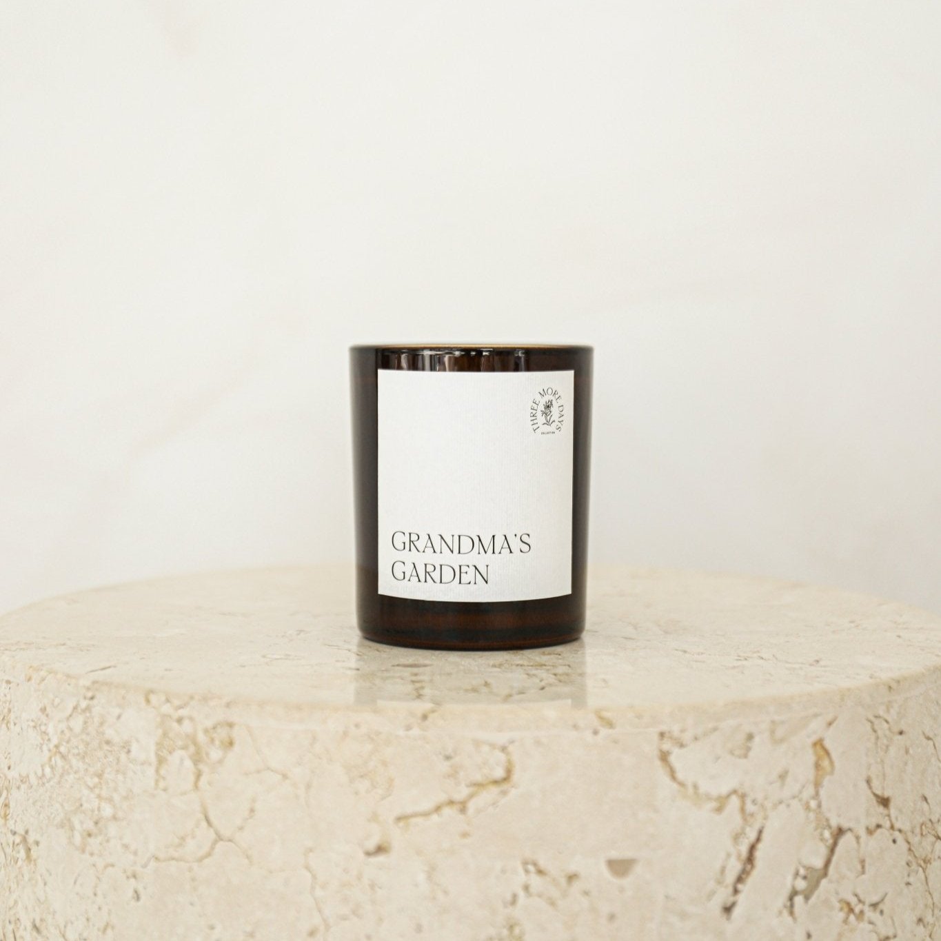 GRANDMA'S GARDEN: WHITE MUSK / BASIL / NEROLI / BERGAMOT AMBER CANDLE 200G - Three More Days Collection
